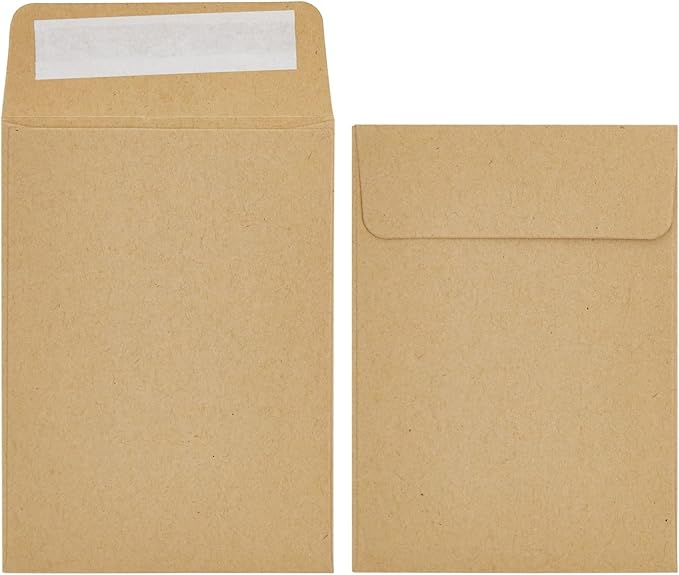 Juvale Seed Packets - 4.5 x 3.25 In, Brown, 100 Pack - Blank Seed Packets for Coins & Mini Parts Storage, DIY Craft Use