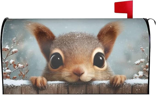 Winter Squirrel Mailbox Covers Magnetic Letterbox Covers 21x18 Inch for Garden Outdoor Decoration