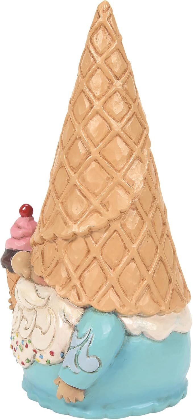Enesco Jim Shore Heartwood Creek Ice Cream Soft Serve Gnome Figurine- Stone Resin Hand Painted Crafted Collectible Decorative Gnomes Figurines Summer Home Decor Statue, 6.3 Inch