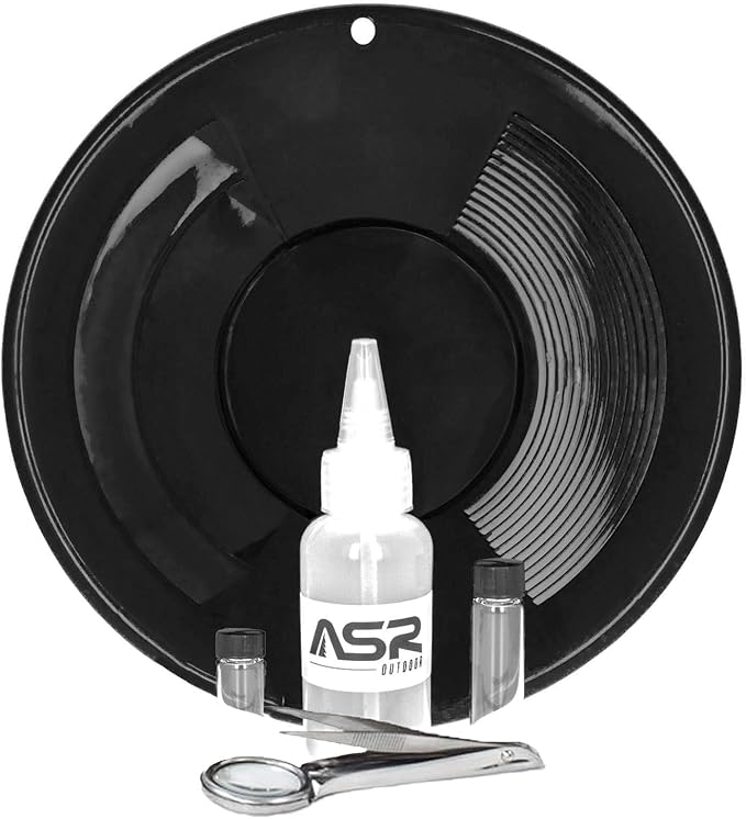 ASR Outdoor 14" Gold Pan Gold Prospecting Beginners Kit, Collection Tools, 5 Piece Black