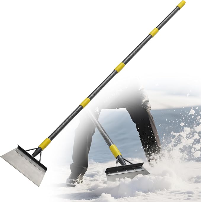 Garden Shovel: Heavy Duty Floor Scraper with Metal Sharp Blade, Multifunctional 74 inch Long Handle Flat Shovels for Edging Weeding Landscaping Lawn Tool