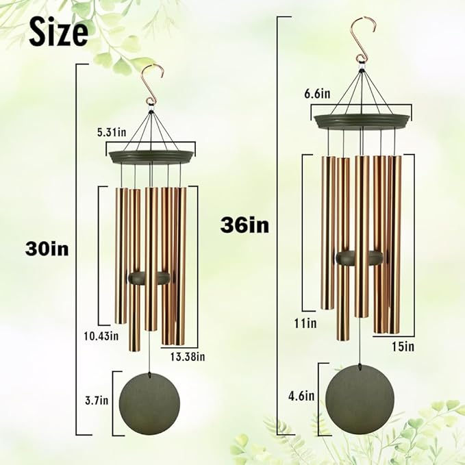 Personalized Sympathy Wind Chimes, 36inch Memorial Wind Chimes for Loss of Loved Dad/Mom, Memorial Bereavement Gifts for Funeral, in Loving Memory Windchime Outside (Produced in USA)