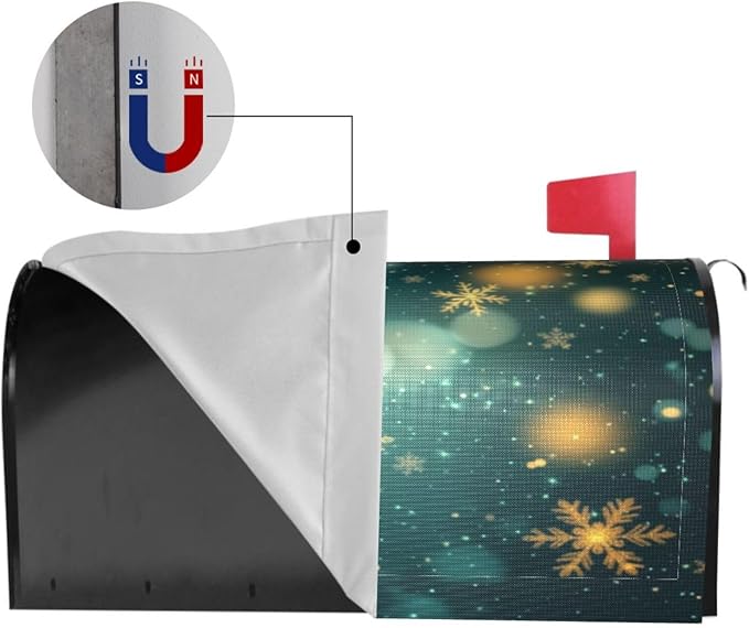 Festive Magnetic Mailbox Cover Snowflake Winter Outdoor Mailbox Protector Holiday Seasonal Decorative Garden Yard Home Standard Size 21 x 18 Inch