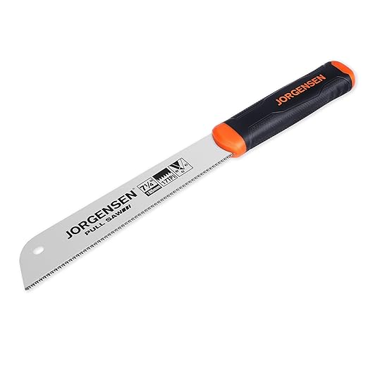 JORGENSEN Japanese Pull Saw, 7.25" Hand Saw Single Edge, 17-TPI SK5 Flexible Blade Handsaws, Flush Cut Saw with Soft Grip Handle for Fine Woodworking & Fast, Precise Cuts