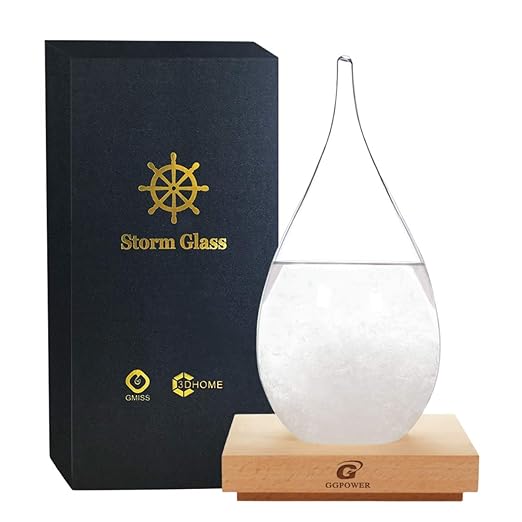 Storm Glass Weather Station, Weather Forecaster, Drop-Shaped Glass Barometer, Christmas Decorations Glasss Bottles for Home and Office,Scandinavian Style Decorative Weather Gifts