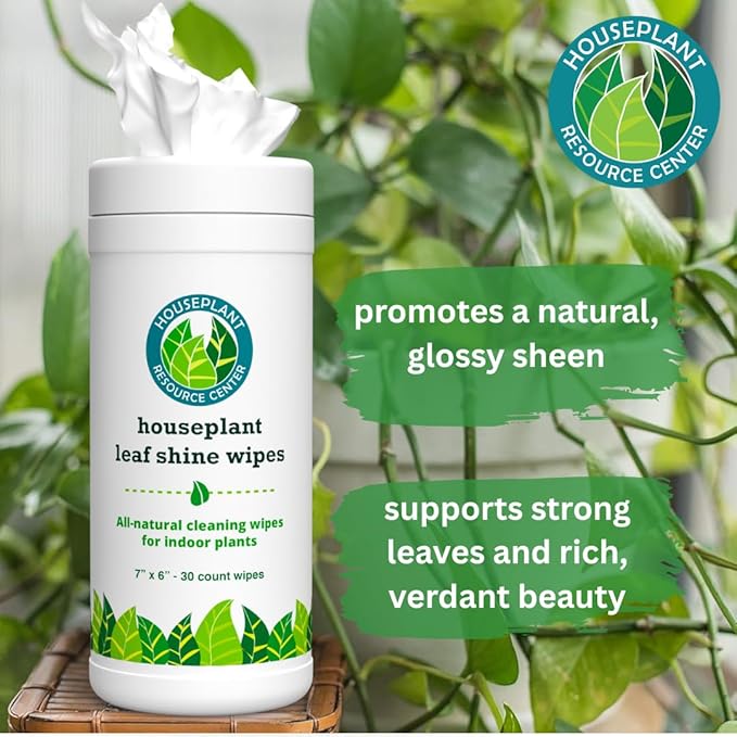 Houseplant Leaf Shine & Cleaner Wipes | Removes Dust, Dirt & Water Spots for Healthier, Glossy Leaves | Easy-to-Use Natural Leaf Cleaning Wipes for Indoor & Outdoor Plants | 30 Count
