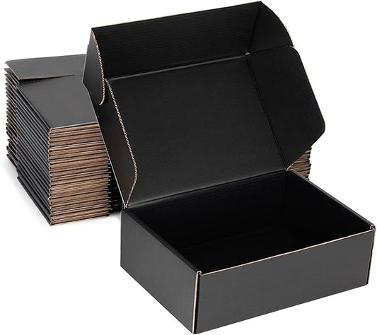 Small Shipping Boxes 10x5x3 Inch (25 Pack) - Sturdy Black Corrugated Cardboard Boxes for Small Business, Ecommerce, Mailing & Packaging | Recyclable Gift & Storage Boxes