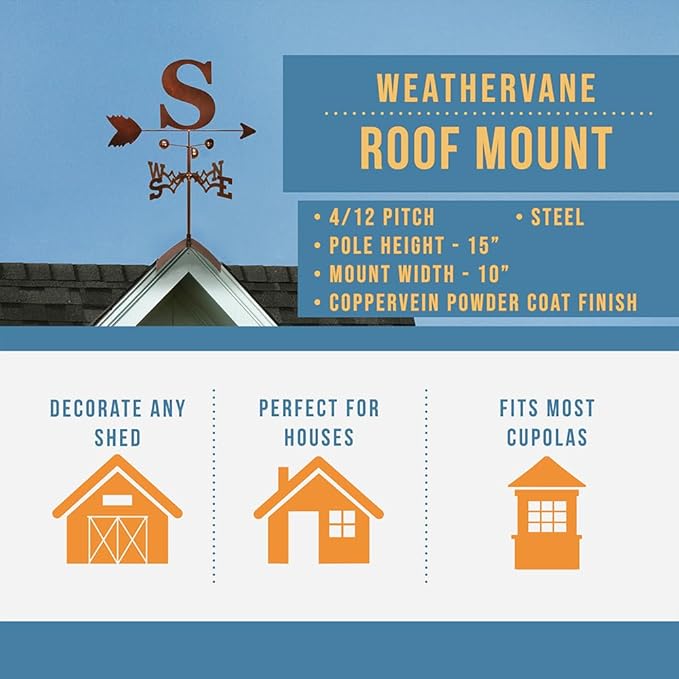 SWEN Products Monogram Letter Weathervane (Roof Mount Included)