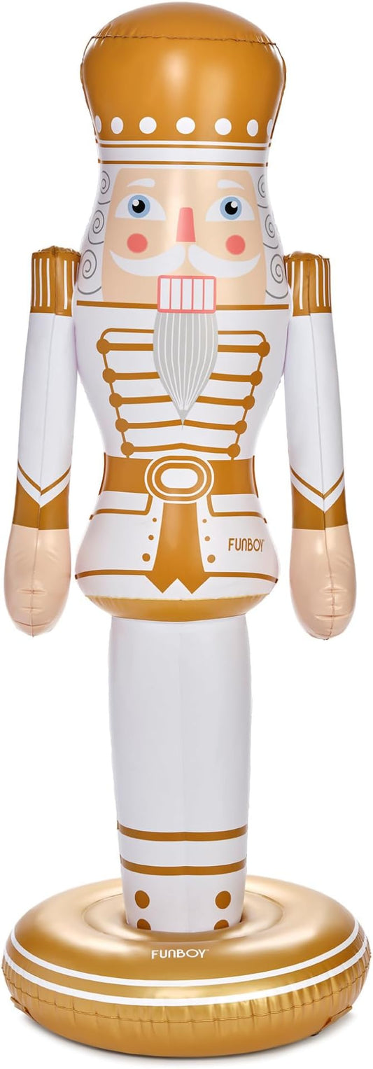 FUNBOY Gold Inflatable Nutcracker – 5ft Tall Indoor/Outdoor Holiday Decoration – Oversized Christmas Yard Decor