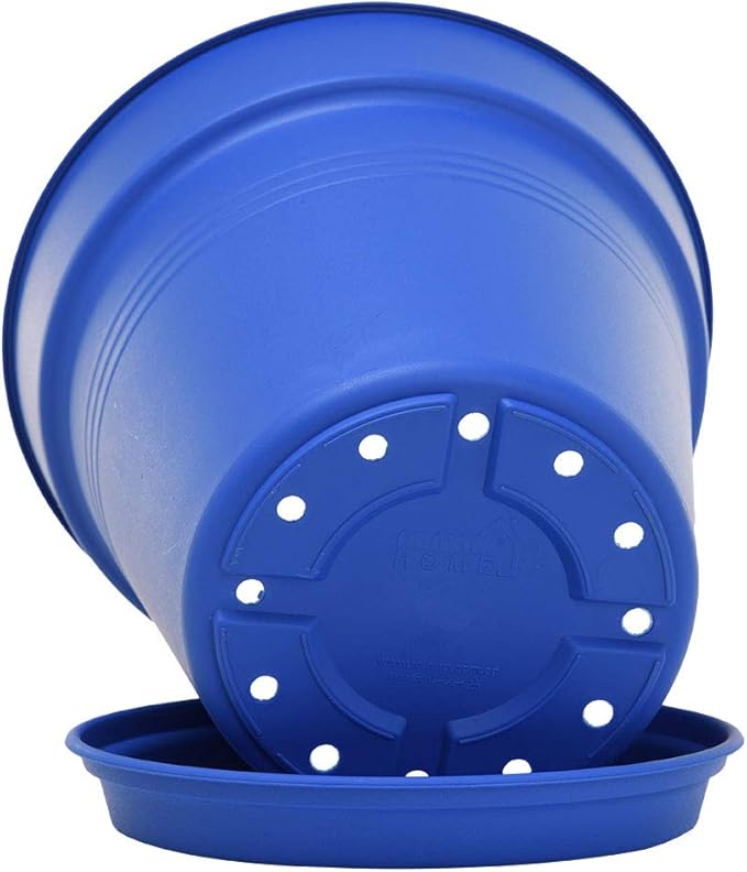 Mintra Home Garden Pots 4pk - Flowers, Herbs, Plants, Indoor, Outdoor, Colorful, Wholesale, Bulk (Blue, 15cm Diameter (5.9in))