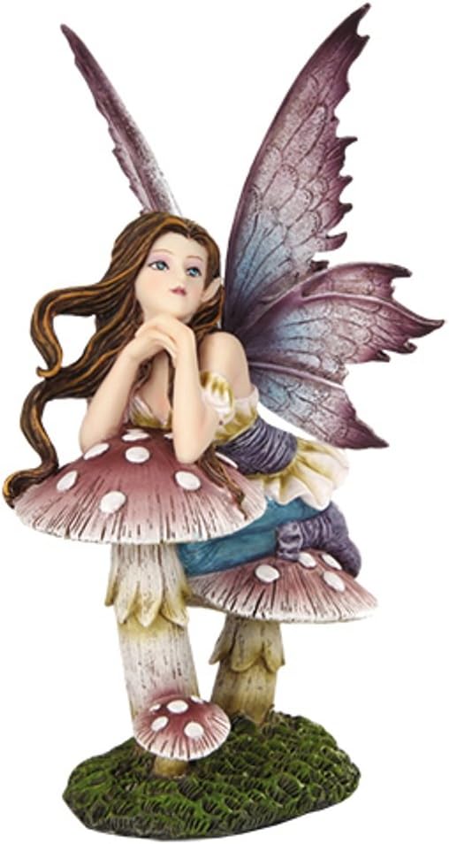 Pacific Giftware 5.25 Inch Fairyland Pink Fairy Leaning on Mushroom Statue Figurine