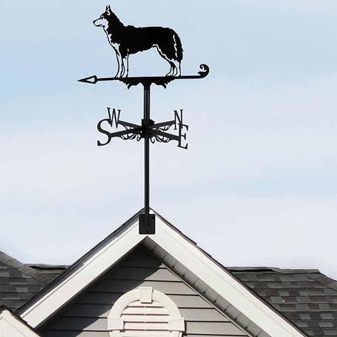 Metal Rooster Shape Weathervane, Roof Mount Weather Chicken Wind Vane Direction Indicator,Outdoor Scene Garden Chicken Weather Vane Ornament for for Shed Farmhouse Patio Decor(Dog1)