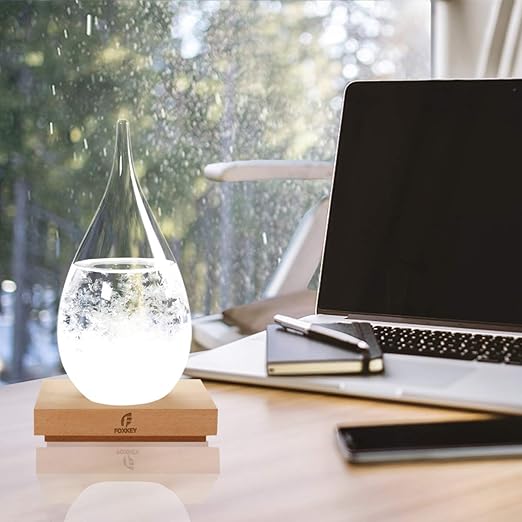 Storm Glass Weather Predictor, Christmas Gifts Drop-Shaped Weather Forecast Bottle, Unique Fashion Home Decor Weather Cool Gifts for Men Women