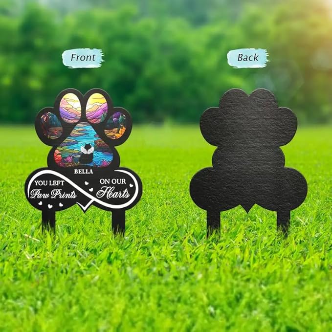 Personalized Metal Garden Stake - Outdoor Memorial Decoration, Sympathy Gift, Yard or Grave Marker - Pet Forever in My Heart Always Loved