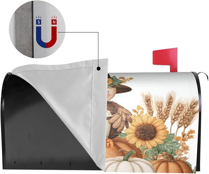 DADABULIU Mailbox Covers Thanksgiving Turkey Pumpkin Fall Magnetic Letter Post Box Cover Standard Size 21 x 18 Inch Garden Yard Home Decorative