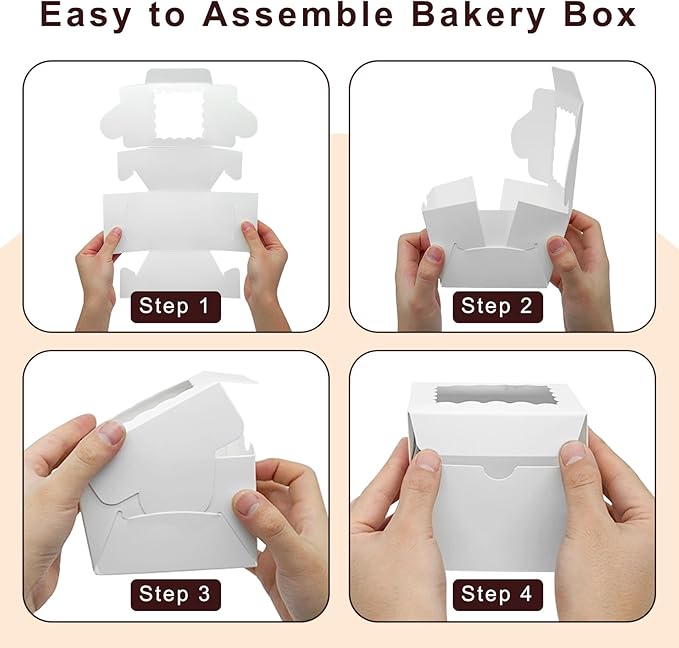 40 Pack Cookie Boxes 4x4x2 Inch Bakery Boxes with window Treat Box Chocolate Covered Strawberries Box for Christmas Valentine's Mother's Day