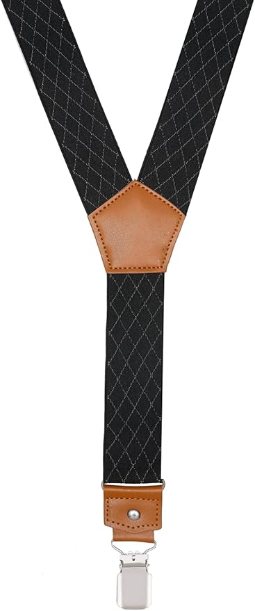 Suspenders for Men Y Back Adjustable Elastic with Strong Clips 47 Inches