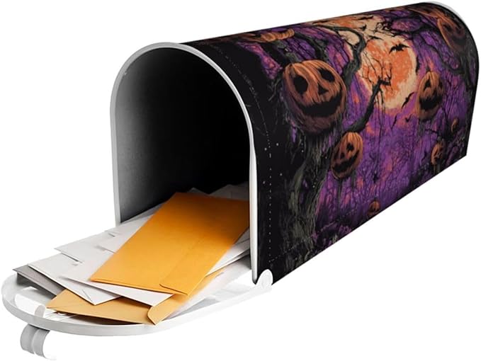Halloween Moon Mailbox Covers Magnetic Letterbox Covers 21x18 Inch for Garden Outdoor Decoration