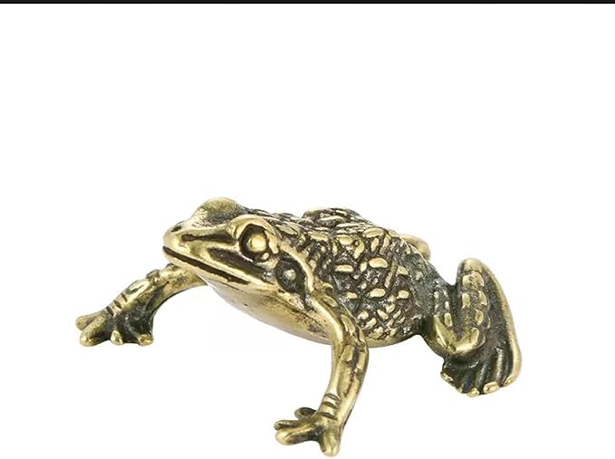 3Pcs Brass Frog Statue Figurine Decor, Retro Mini Copper Snail Statue Home Decoration for Living Room and Desk, Outdoor Pond Garden Lawn Decor Landscaping, Landscape Animal Statue