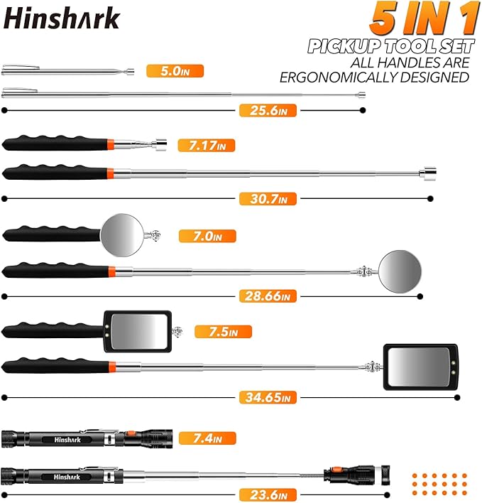 Gifts for Men, Stocking Stuffers for Adults Men Extendable Telescoping Magnetic Pickup Tools Set, Christmas Birthday Gifts for Men Dad Husband Him, Cool Gadgets Tools Gifts for Men Who Have Everything