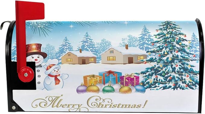 ALAZA Christmas Snowmen and Tree Magnetic Mailbox Cover MailWraps Garden Yard Home Decor for Outside Standard Size-18"x 20.8"