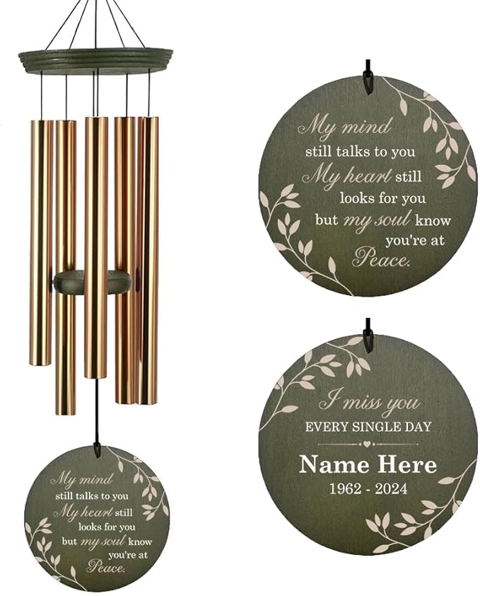 Personalized Sympathy Wind Chime, Wind Chimes for Loss of Loved One Deep Tone, Wind Chimes for Loss of Loved Brother/Son, Sympathy Bereavement Gifts for Condolences/Funeral, Product in USA