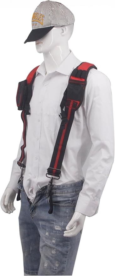 Heavy Duty Tool Belt Suspenders for Men 3 Point Padded Suspenders with Attachment Loops for Men