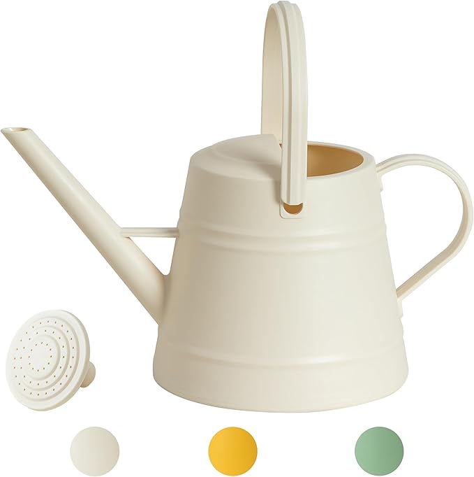 1 Gallon Watering Can Outdoor, Plastic Water Can for Plants with Comfort Grip Handle, Detachable Sprinkler Head