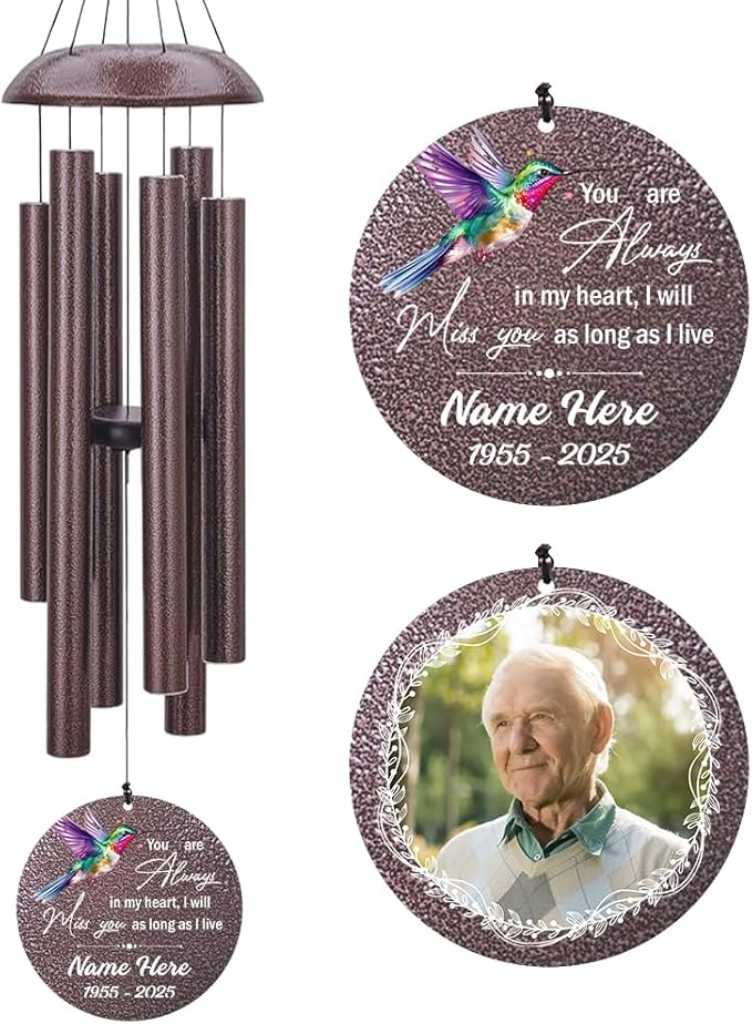 Personalized Wind Chime Memorial, Metal Wind Chime Deep Tone, Wind Chimes for Loss of Loved Father/Mother/Lover, Commemorative Sympathy Bereavement Gifts, Product in USA