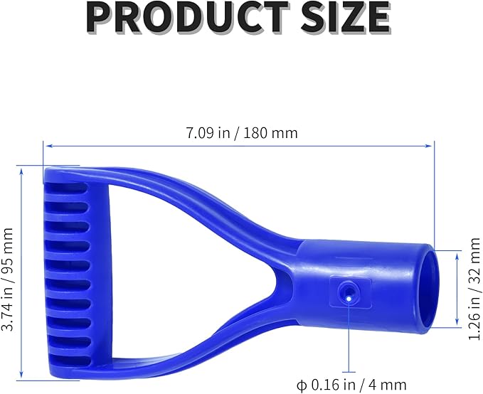 2 Pcs ID 1.26" Blue Shovel D-Shaped Grip Handle,PVC Shovel D Straight Grip Handle,Plastic Spade Replacement Snow Removal Garden Accessorie Backyard Digging,7.09×3.74-in(H*T)
