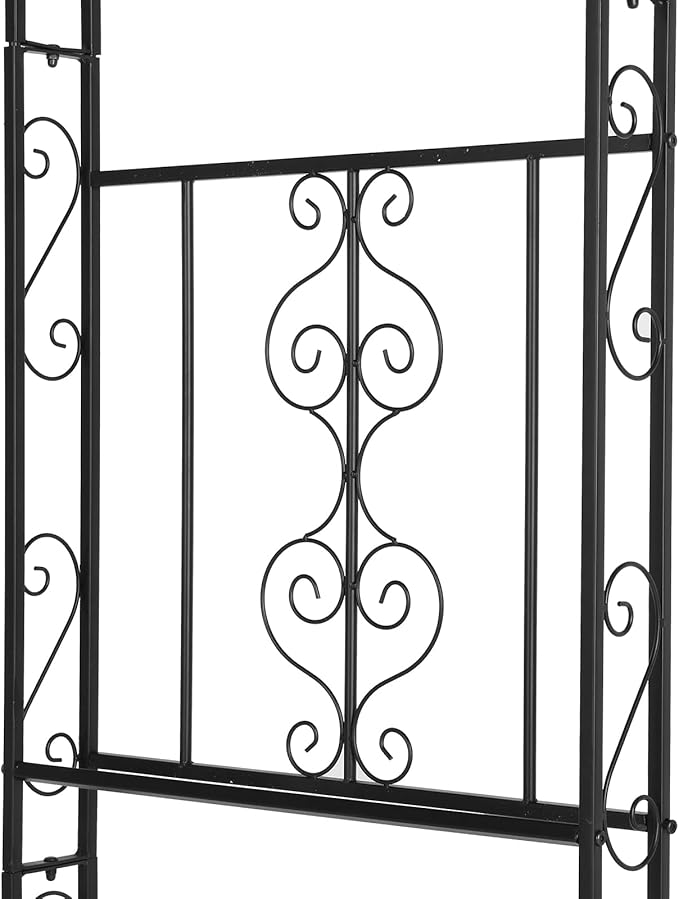 7FT Heavy Duty Steel Garden Arbor with Side Garden Trellis, Rust-Resistant Powder Coated Wedding Arch Archway for Backyard, Vine Plants & Outdoor Decor - Includes Ground Stakes & Easy Assembly