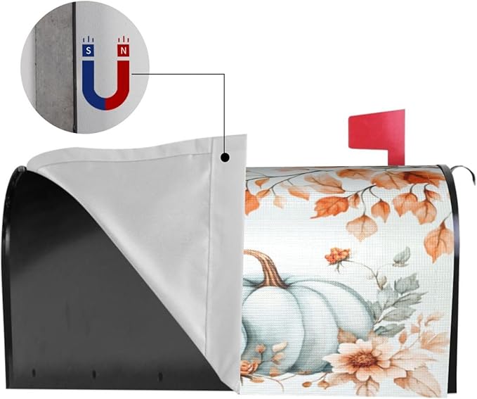 DADABULIU Mailbox Covers Pumpkin Fall Leaf Thanksgiving Magnetic Letter Post Box Cover Standard Size 21 x 18 Inch Garden Yard Home Decorative