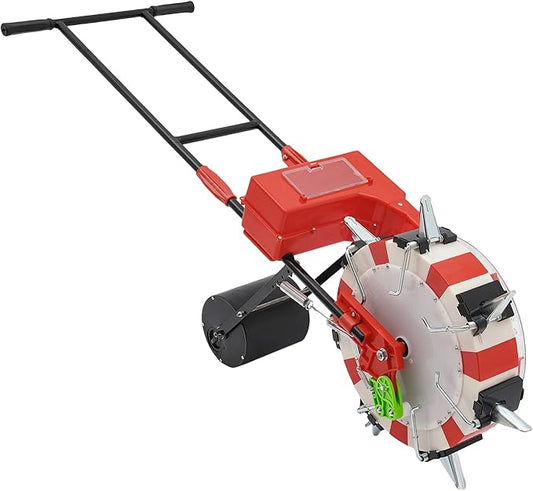 Garden Seeder, Metal Precision Garden Push Seeder,Walk-Behind Row Crop Planter,Clear Seed Storage Box, for Sowing Seeds,7 Holes