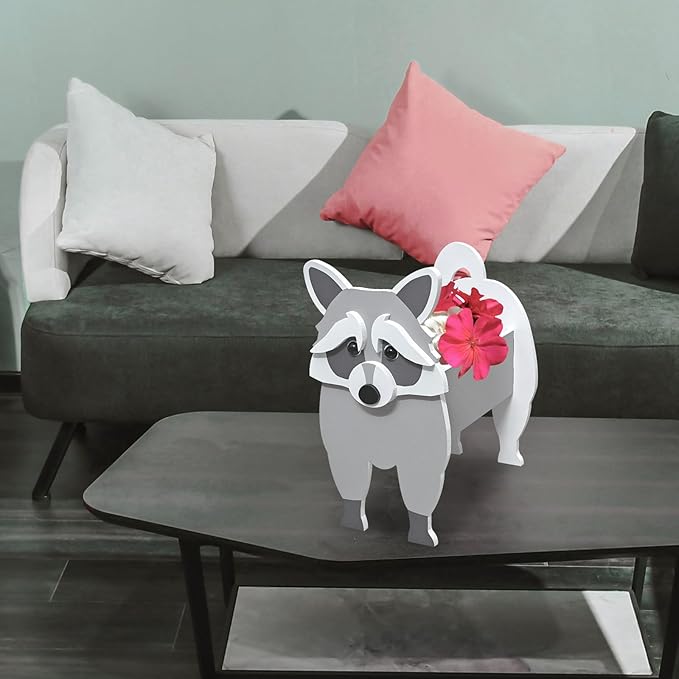 Raccoon Planter, Cute Animal Shape Flower Planters, Plant Pots for Indoor/Outdoor Garden Decor, Unique Gifts/Souvenirs for Pet Lovers
