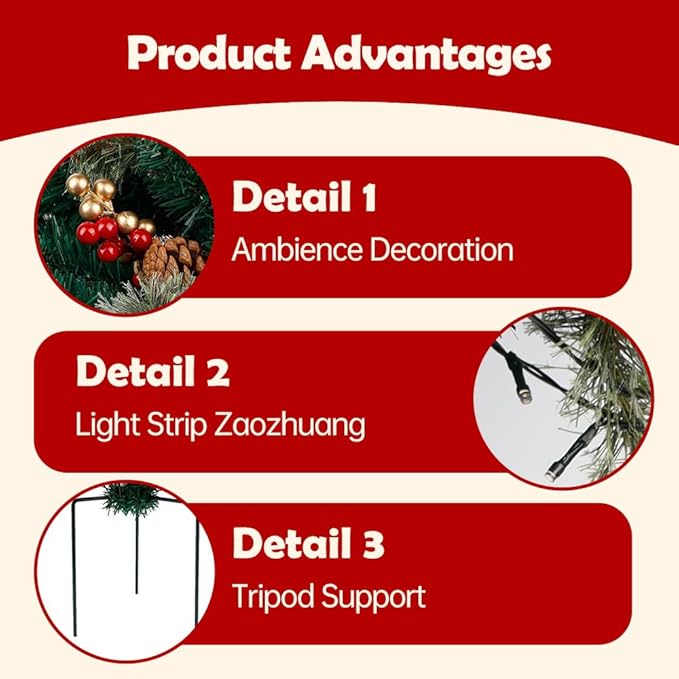 2026 New Holiday Planter Filler, Upgrade Holidays Planter Lighted Artificial Christmas Urn Filler with Tripod Stake, Prelit Holidays Planter, Christmas Holiday Planter Filler Outdoor Decorations (2)