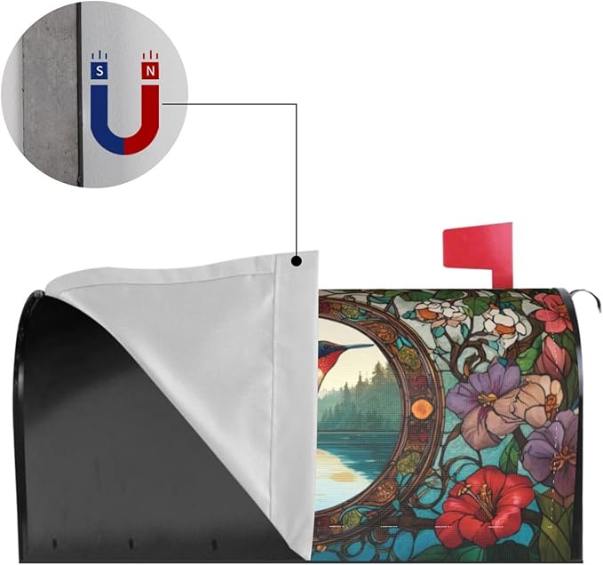 Spring Hummingbird Mailbox Covers Magnetic Letterbox Covers 21x18 Inch for Garden Outdoor Decoration