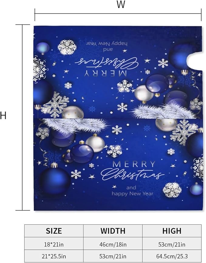 Christmas Mailbox Covers Blue Ball Fir Branch Snowflake Magnetic Letter Post Box Cover Standard Size 21 x 18 Inch Garden Yard Home Decorative