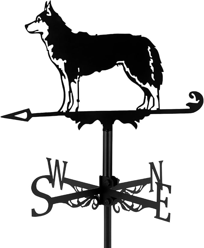 Metal Rooster Shape Weathervane, Roof Mount Weather Chicken Wind Vane Direction Indicator,Outdoor Scene Garden Chicken Weather Vane Ornament for for Shed Farmhouse Patio Decor(Dog1)