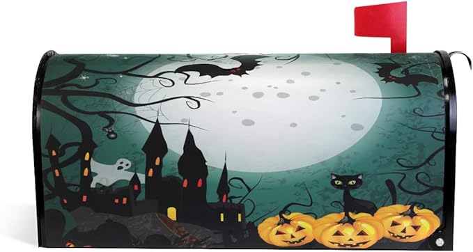 WOOR Halloween Pumpkin Magnetic Mailbox Cover Oversized for Garden Yard Outdoor Decorations-20.8" x 25.5"