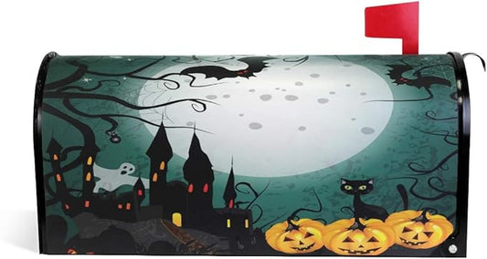 WOOR Halloween Pumpkin Magnetic Mailbox Cover Oversized for Garden Yard Outdoor Decorations-20.8" x 25.5"