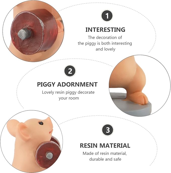Pig Statue Mini Pig Figurine, Resin Home Decor, Lucky Animal Garden Statue for Micro Landscape (Pig Lifts Dumbbells)