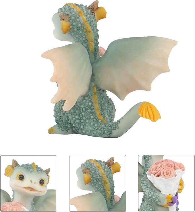 Mini Dragon Figurine, Resin Home Decor, Cute Ornaments, Lucky Animal Garden Statue for Micro Landscape