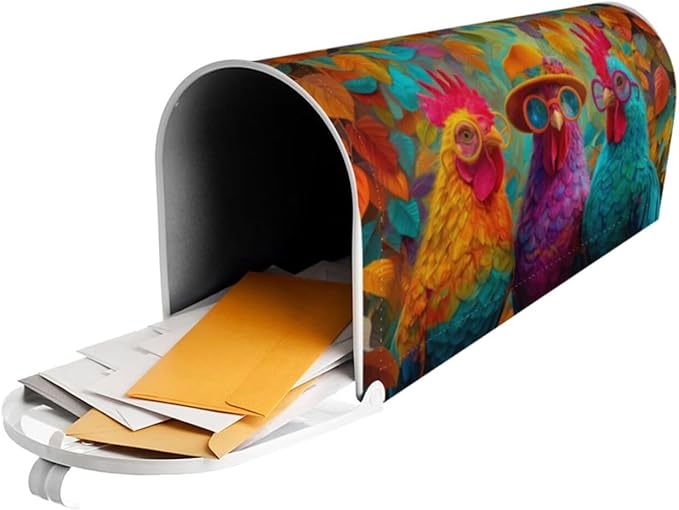 Country Farm Chicken Mailbox Covers Magnetic Letterbox Covers 21x18 Inch for Garden Outdoor Decoration