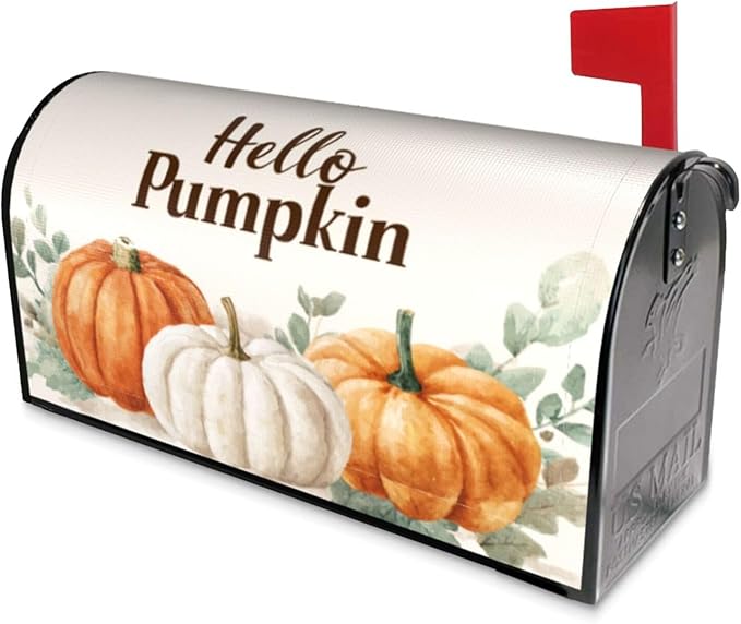 Festive Magnetic Mailbox Cover Pumpkin Thanksgiving Fall Outdoor Mailbox Protector Holiday Seasonal Decorative Garden Yard Home Standard Size 21 x 18 Inch