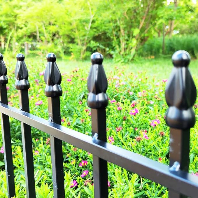 Metal Decorative Garden Fence 22" Wide x 18" High (5 Panels, Total Length 9.17 feet), Metal Border Folding Fence, Landscape Fencing for Flower Bed, Yard, Animal Barrier