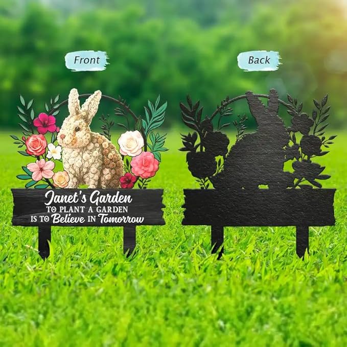 Personalized Metal Garden Stake Gift for Family - and Into The Garden I Go to Lose My Mind
