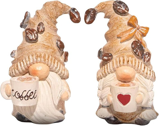 Hodao Coffee Gnomes Figurine, A Dreamy Decoration for Caffeine Lovers Exquisite Coffee Bean Hat & Warm Handcrafted Details Perfect for Bar, Home Decor, and Gift Choice