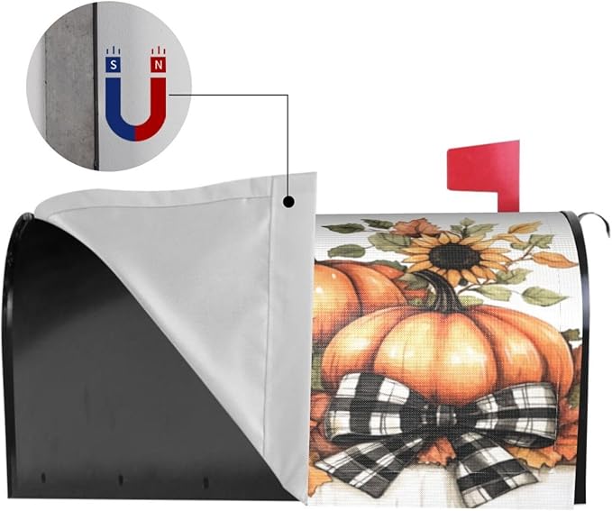 Mailbox Covers Pumpkin Sunflower Fall Thanksgiving Pumpkin Sunflower Fall Thanksgiving Magnetic Letter Post Box Cover Standard Size 21 x 18 Inch Garden Yard Home Decorative