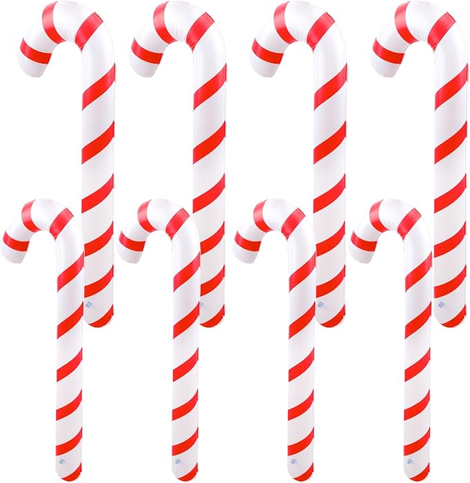 8 Pcs 47 Inch 35 Inch Christmas Inflatable Candy Canes Large Blow Up Candy Canes Balloons for Outdoor Christmas Holiday Party Decorations (Color Style 1)