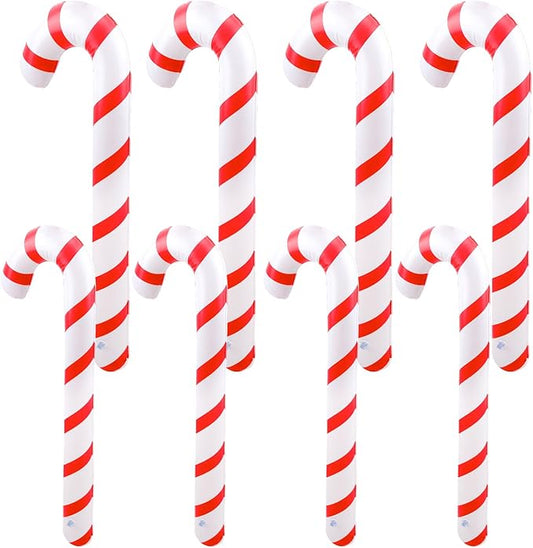 8 Pcs 47 Inch 35 Inch Christmas Inflatable Candy Canes Large Blow Up Candy Canes Balloons for Outdoor Christmas Holiday Party Decorations (Color Style 1)